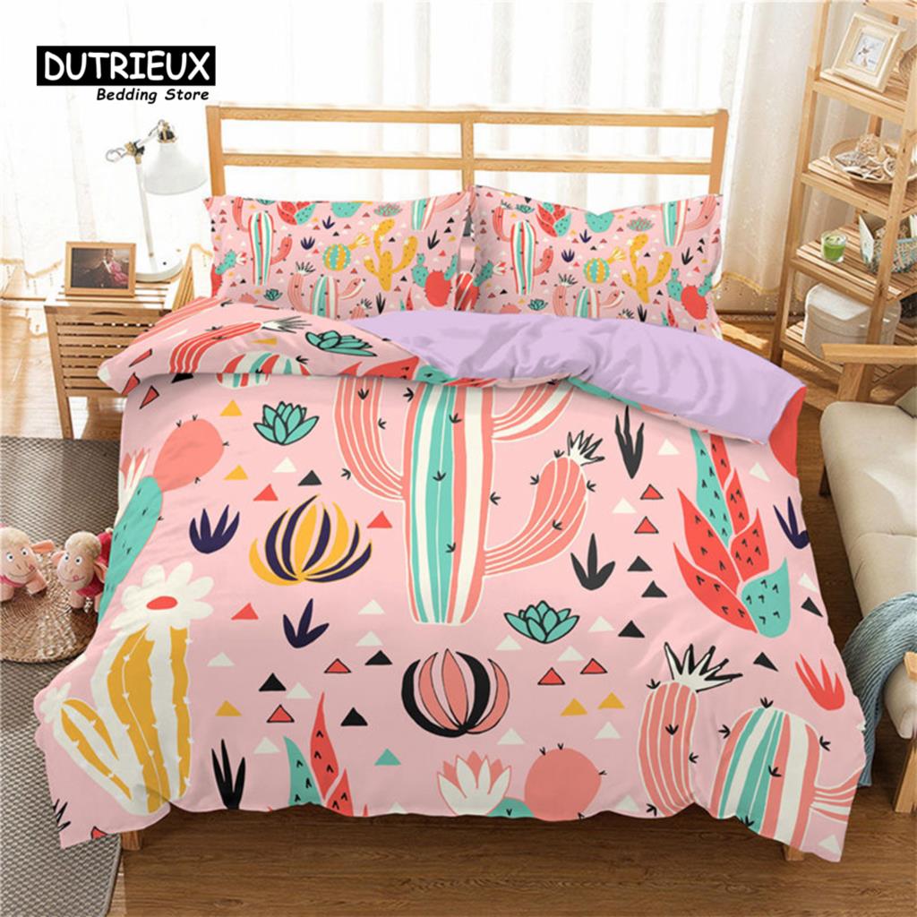 Succulent Set - Cartoon Cactus Duvet Cover Tropical Botany