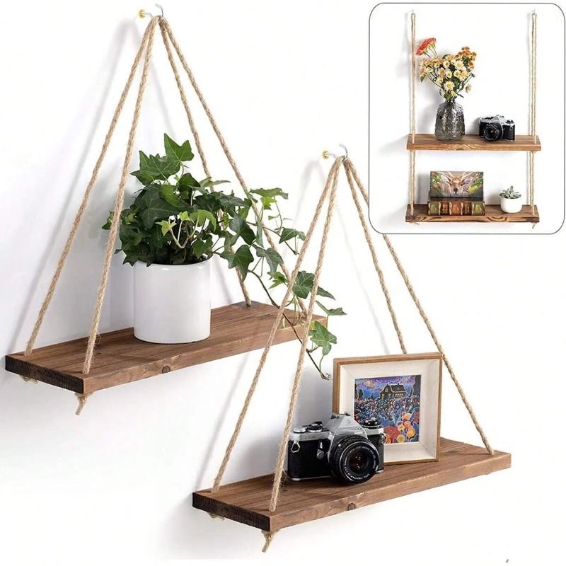 1PC Wooden Swing Hanging Hemp  - Terracotta Pot review and price